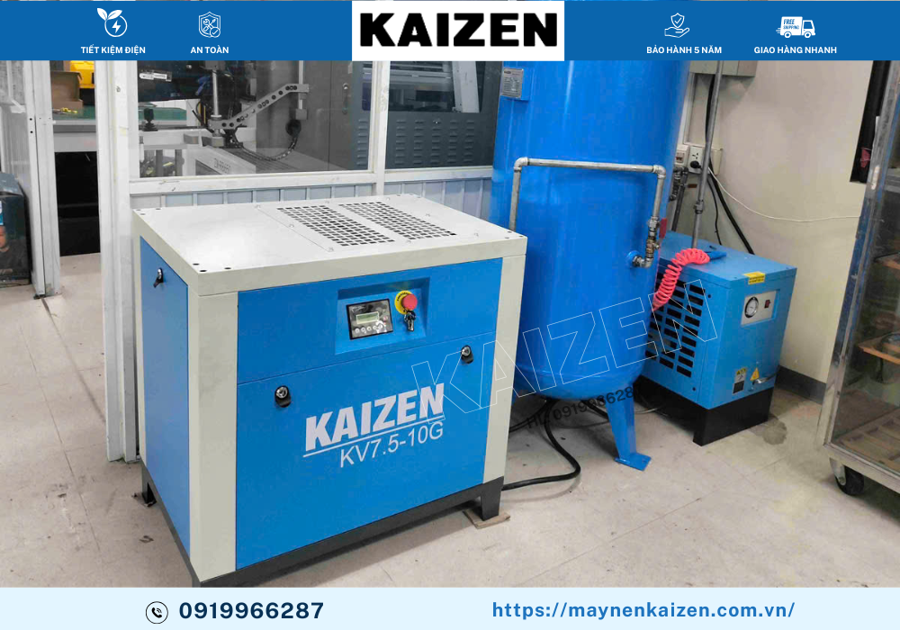 MÁY NÉN KHÍ TRỤC VÍT 10HP 7.5KW KAIZEN