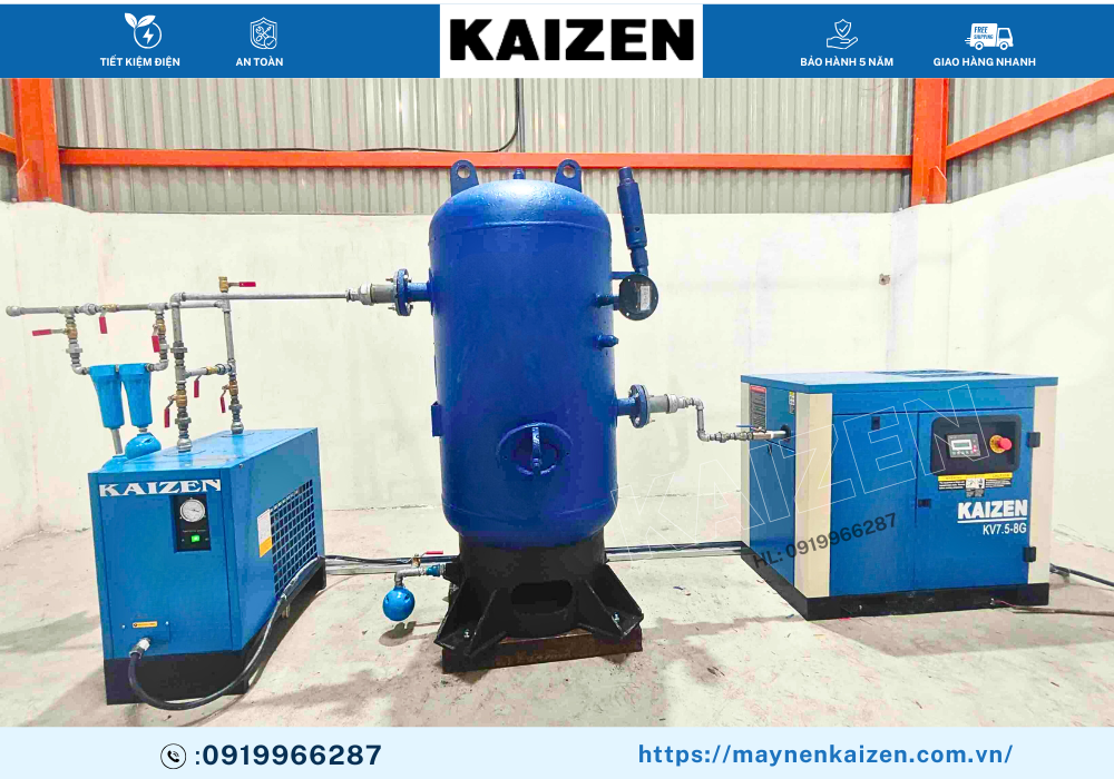 MÁY NÉN KHÍ TRỤC VÍT 10HP 7.5KW KAIZEN