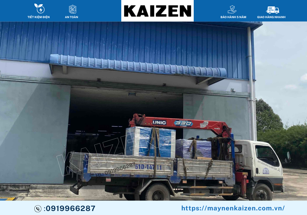 MÁY NÉN KHÍ TRỤC VÍT 10HP 7.5KW KAIZEN
