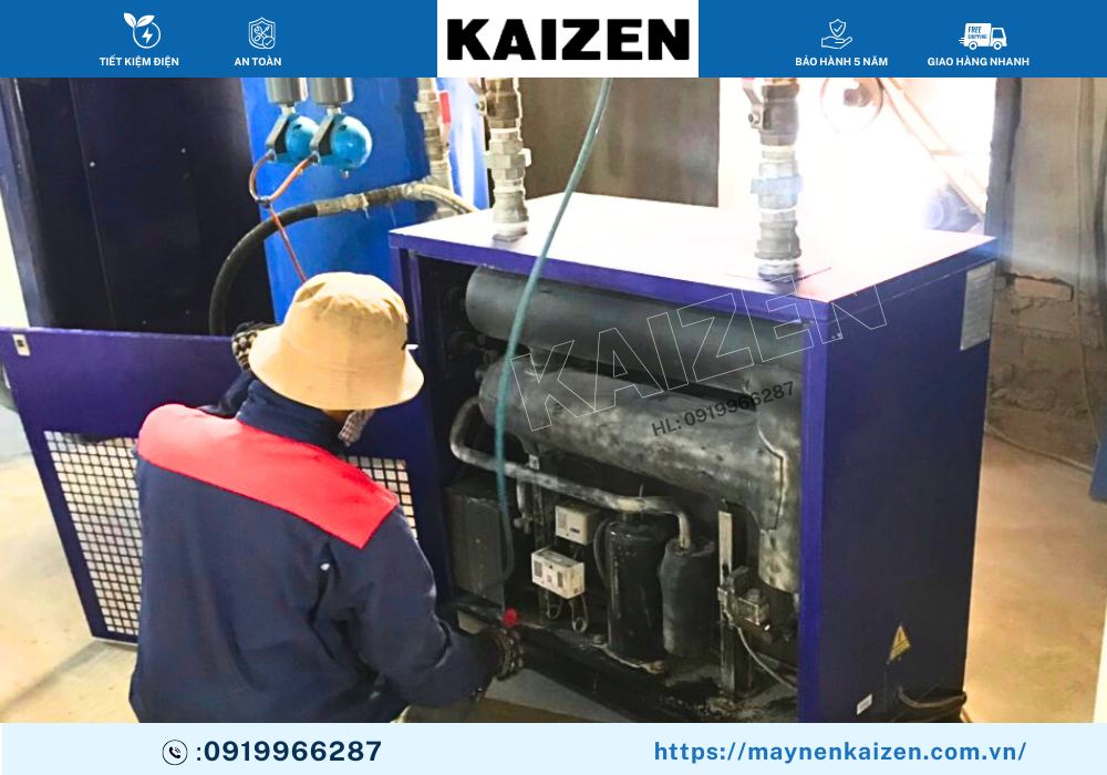 MÁY NÉN KHÍ TRỤC VÍT 10HP 7.5KW KAIZEN