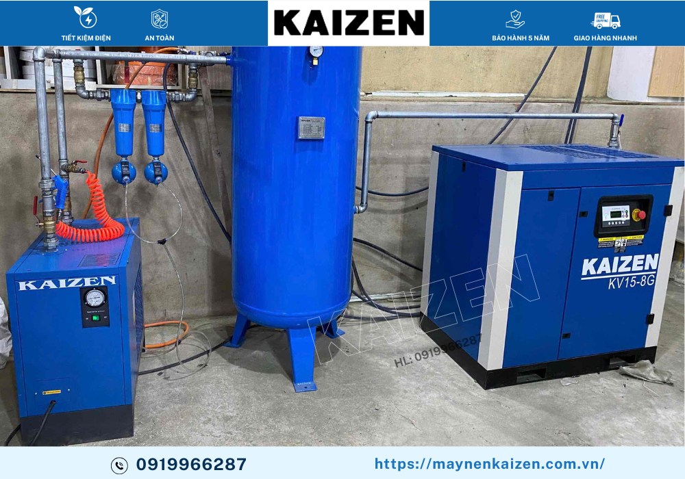MÁY NÉN KHÍ TRỤC VÍT 20HP 15KW Kaizen