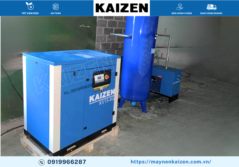 MÁY NÉN KHÍ TRỤC VÍT 20HP 15KW Kaizen