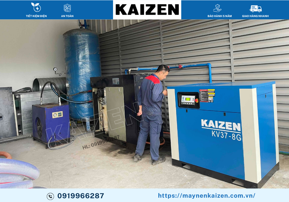 MÁY NÉN KHÍ TRỤC VÍT 15HP 11KW KAIZEN