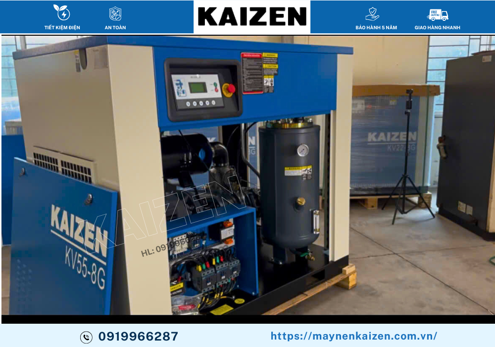 MÁY NÉN KHÍ TRỤC VÍT 75HP 55KW KAIZEN