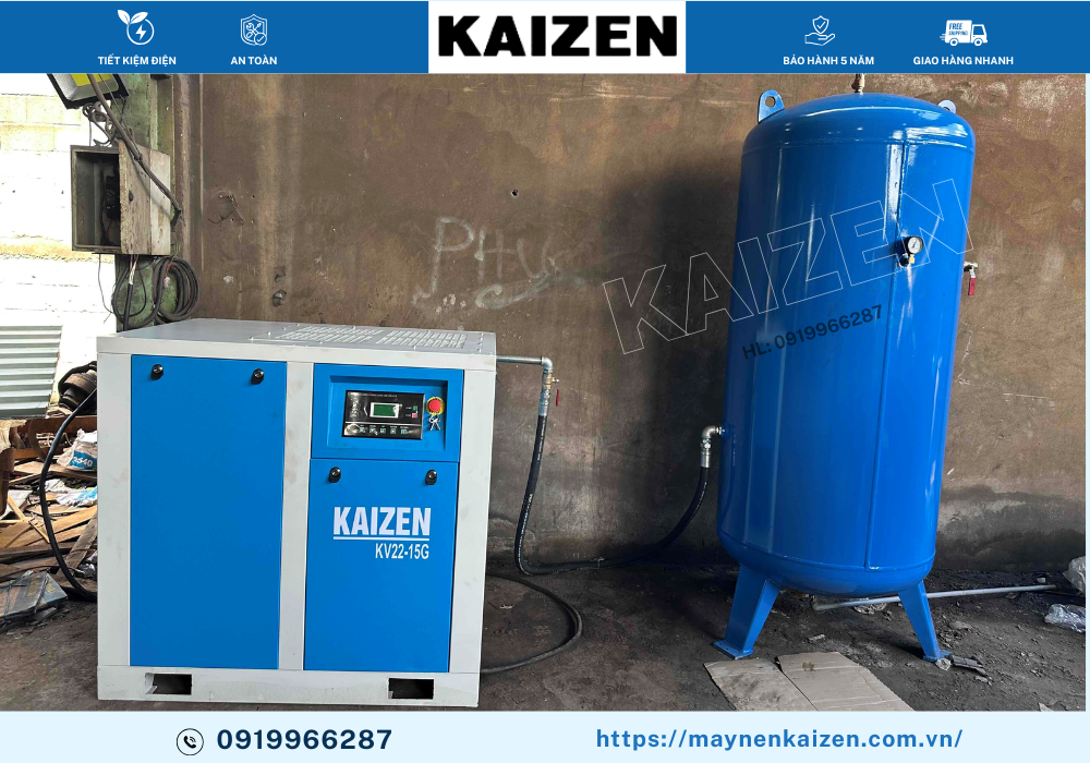 MÁY NÉN KHÍ TRỤC VÍT 30HP 22KW BIẾN TẦN KAIZEN