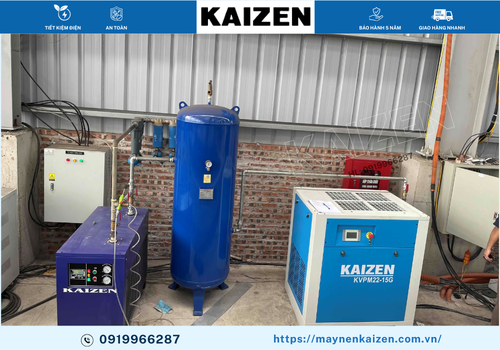 MÁY NÉN KHÍ TRỤC VÍT 30HP 22KW BIẾN TẦN KAIZEN
