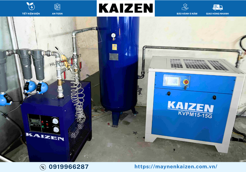 MÁY NÉN KHÍ 10HP 7.5KW BIẾN TẦN KAIZEN