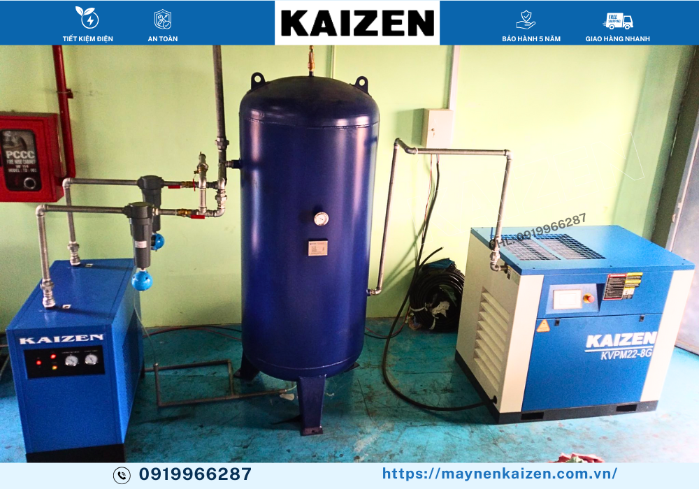 MÁY NÉN KHÍ 10HP 7.5KW BIẾN TẦN KAIZEN