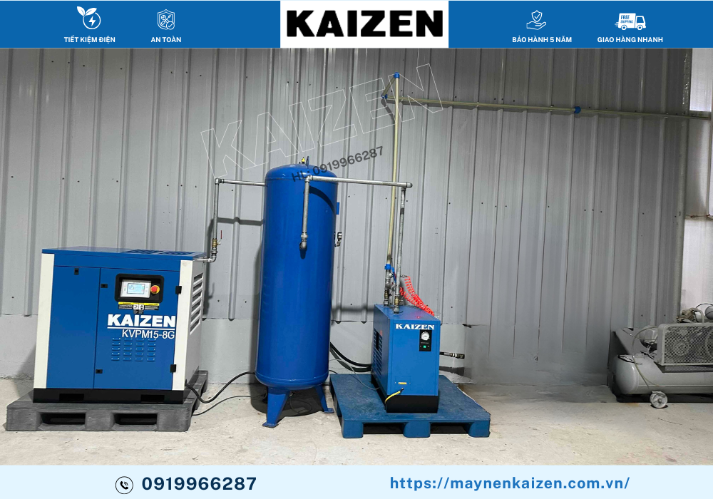 MÁY NÉN KHÍ 20HP 15KW BIẾN TẦN KAIZEN