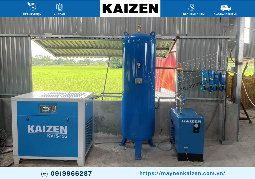 MÁY NÉN KHÍ 20HP 15KW BIẾN TẦN KAIZEN