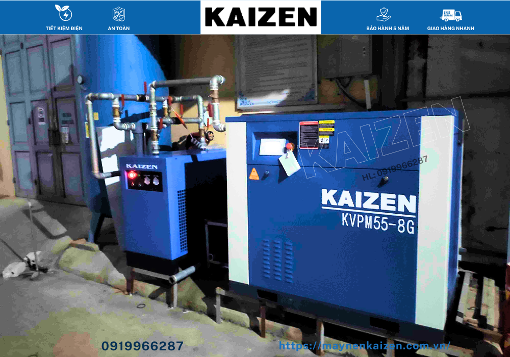 MÁY NÉN KHÍ 60HP 45KW BIẾN TẦN KAIZEN